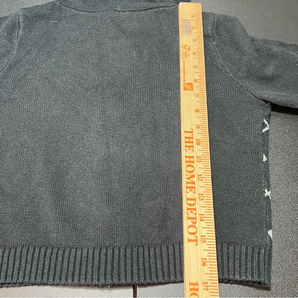 Hollister Full Zip Hooded Argyle Sweater Women’s Sz. Med Black White Silver - Picture 5 of 6